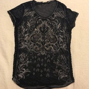Cato - Dark Navy embellished sheer T-shirt